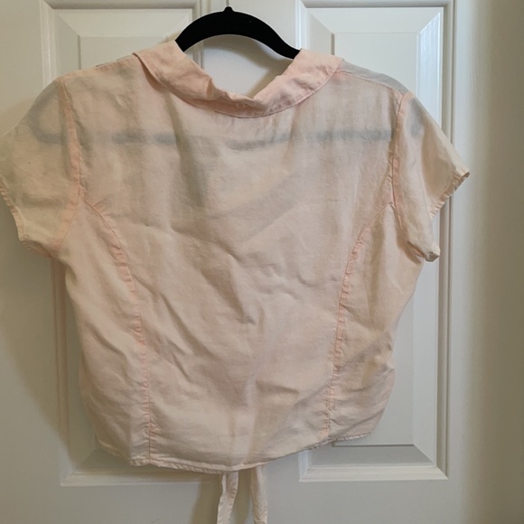 NWT cloth & stone tie front button up crop medium - Picture 3 of 5